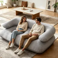 Canapé gonflable 2 places, chaise imperméable avec accoudoirs, canapé de camping, salon, voyage, pique-nique, jardin, plage, patio, intérieur, en plastique