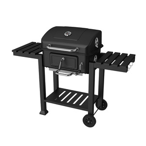 Charcoal Grill With Trolley And Side Shelves Multi Functional Outdoor BBQ Grill For Camping And Backyard Use - Product Image 1