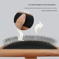 Brosse démêlante et de toilettage Boxi Pet en bois massif avec coussinets pour chiens et chats - Élimination des poils sous-panneaux