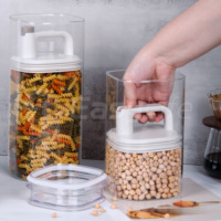 Stoples Kaca Borosilikat Desain Baru 2400/1700/1000ml dengan Tutup Pelepas Udara dan Penutup Anti Debu untuk Penyimpanan di Dapur