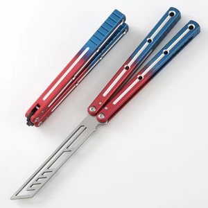 Cuchillo de Entrenamiento para CSGO, Hoja de Acero No Afilada, Mango de Aluminio, Cuchillo Plegable Tipo Mariposa, <span class=keywords><strong>Balisong</strong></span> de Entrenamiento para Exteriores - Product Image 5