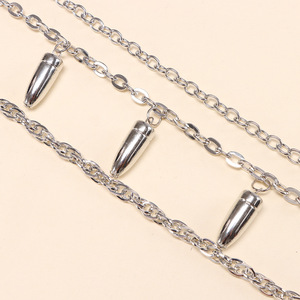 Cadena de cintura estilo hip hop de aleación de zinc con colgante de bala metálica de varias capas para uso diario - Product Image 4