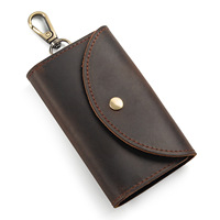 Tas Kunci Kulit Asli Vintage Kulit Crazy Horse Dompet Koin Sederhana Kasual Diskon 70% Tas Pinggang Pria