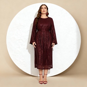Vestido Abaya de Poliéster con Lentejuelas Bordadas, Elegante y Personalizado al por Mayor para Mujeres Musulmanas, para Ocasiones Especiales - Product Image 4