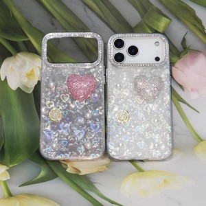 Custodia per telefono di lusso da ragazza, <span class=keywords><strong>con</strong></span> strass 3D, cuore, rosa, perla e guscio olografico per iPhone X fino a 18, Samsung, Redmi, <span class=keywords><strong>OPPO</strong></span>, VIVO - Product Image 2