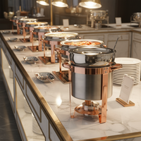 Chauffe-soupe en acier inoxydable couleur or rose 7L 11L avec coupelle à combustible pour la restauration commerciale