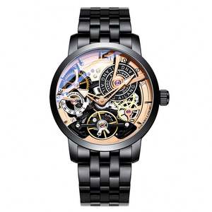 Montre mécanique automatique pour homme de haute qualité, avec boîtier et bracelet entièrement en acier inoxydable ajouré, tourbillon, 2025 - Product Image 4