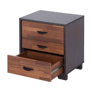 <b>Walnut</b> And Espresso 3 Drawer Rectangular Accent <b>Table</b> With Storage Drawers For Living Room Minimalist Design - Product Image 4