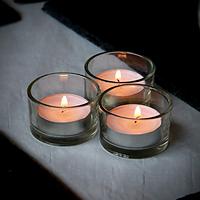 Set 12 Buah Tempat Lilin Kaca Votive, Tempat Lampu Teh Bening Kaca Lilin Kosong