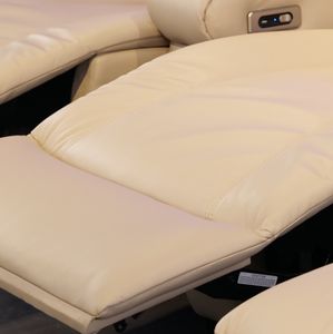 베이지 가죽 3 시트 전기 조합 홈 시어터 안락 의자 소파, 테이블 및 컵 홀더 - Product Image 4