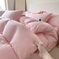 Parure de lit de luxe de haute qualité, stock d'usine, toutes saisons, 4 pièces, housse de couette unie, drap de lit doux, draps de lit pour la maison, OEM ODM