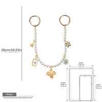 Accessoires de mode : Porte-clés chaîne de perles avec breloques remplaçables papillon et fleur, breloque de sac pour femme