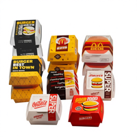 Boîte à hamburger en carton écologique jetable de qualité alimentaire avec impression personnalisée pour les plats à emporter