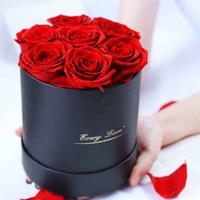 Rose éternelle de la Saint-Valentin, fleurs artificielles en soie, rose stabilisée, boîte cadeau de fleurs