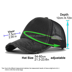 Paquete de 5 Gorras Trucker de Algodón Lavado con Efecto Desgastado, Unisex, Ajustables, con Malla y Diseño Roto, Logotipo Personalizado - Product Image 3