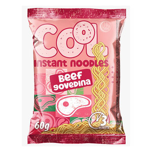 Nouilles instantanées frites COOL, saveur bœuf, farine de blé normale, bloc individuel 60g, cuisson en 3 minutes, 18% de matières grasses, DEM Kulpin, 12 mois - Product Image 1