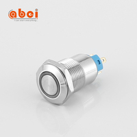 Interrupteur à bouton poussoir lumineux à LED avec symbole d'alimentation 12 mm 16 mm 19 mm 22 mm, autobloquant, 12 V, en acier inoxydable, métal