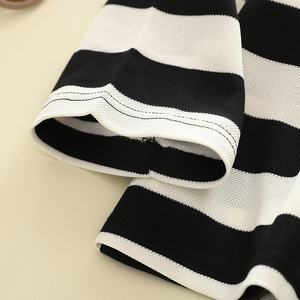 Conjunto de Ropa Casual de Algodón Estilo Coreano para Niños, Primavera-Otoño, Camiseta y Pantalones a Rayas Anchas Blancas y Negras, Importación Internacional - Product Image 3