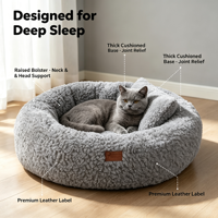 Lit pour animaux de compagnie ovale moderne, écologique et confortable, en fausse fourrure de luxe et en polaire respirante, coussin en peluche à motif uni pour chats et chiens
