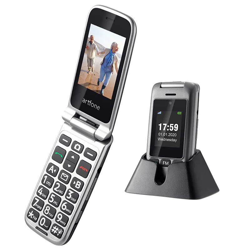 Artfone G6 3G/2G entsperrt 2,4 "Flip Phone Big Button Lautsprecher 3G Flip Phone für Senioren