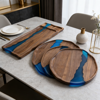 Nouvelle Planche à Découper Décorative Écologique en Bois d'Acacia et Résine, Plateau de Service pour Steak, Plateau à Fromage en Époxy pour Usage Domestique, Idéal comme Cadeau
