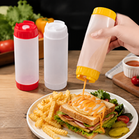 Botol Saus HDPE FIFO dengan Katup Silikon, Mulut Lebar, Dispenser Bumbu untuk Kecap dan BBQ dengan Cetak Logo Kustom