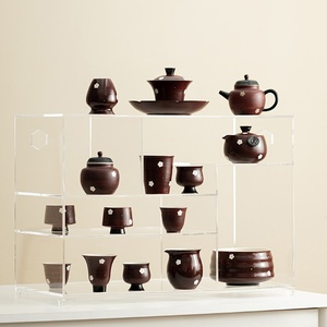 XUANHUI Tazza da Tè in Ceramica Porcellana Stile Vintage di Lusso, Design Retrò con Foglie Rosse di Biancospino, Decorazione Floreale Dipinta a Mano, per Kung Fu - Product Image 1