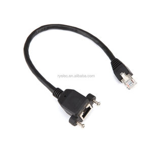 <b>Cat5e</b> Shielded RJ45 Male Female socket <b>Ethernet</b> Network Screw Mount Extension RJ45 pigtail <b>Cable</b> 20cm - Product Image 1