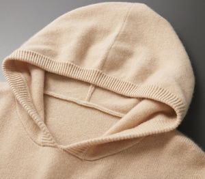高品質カシミヤフーディー メンズ OEM 無地 ソフト 長袖 ウール プルオーバー フード付き カスタム 卸売 - Product Image 2
