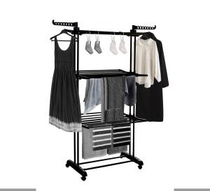 Factory Direct Sales Iron Spray <strong>4</strong> Tier Clothes Drying <strong>Rack</strong> with Wheels, Quality Foldable Cloth Drying <strong>Rack</strong> &amp; Towel <strong>Rack</strong> IS-M6031 - Product Image 2