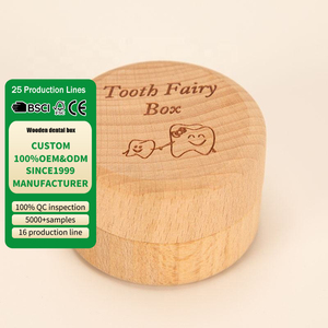 Personalisierte Kleine Holzkisten, Hölzerne Erinnerungsbox für Babyzähne, Milchzahndose in Runder Form - Product Image 1