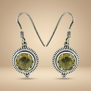 Boucles d'oreilles créoles en citrine facettée, en argent sterling 925, faites à la main, bijoux ethniques pour femmes, cadeau de fiançailles, vente en gros - Product Image 1