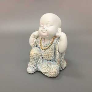 Nhựa thủ công Kung Fu ít nhà sư tượng ít nhà sư không nghe thấy đáng yêu trang trí nhà trắng Phật Giáo nghệ thuật dân gian phật nhà sư - Product Image 5