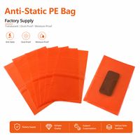 Sacs plats antistatiques en PE orange, directement de l'usine, avec taille et logo personnalisés, imprimés en sérigraphie pour l'emballage de composants électroniques