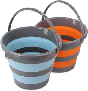 Secchio di plastica pieghevole con 2.6 galloni (10 litri), secchio da campeggio pieghevole per vasca rotonda per la pulizia della casa campeggio e pesca.