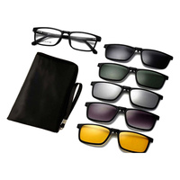 Lunettes de soleil magnétiques 5 en 1 pour hommes et femmes, polarisées, vision nocturne, ensemble de verres interchangeables avec étui