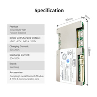 Carte BMS intelligente 48V 120A Lifepo4 avec équilibrage de cellules, contrôle de température, protection contre les courts-circuits, contrôlée par application (PCB/PCBA)