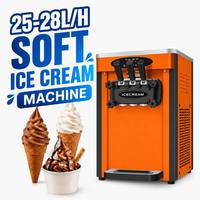 Nouvelle machine à crème glacée molle commerciale 3 saveurs 25-28L/H 2000W en acier inoxydable 304 avec pompe à air et écran LED GQ-25C Pro