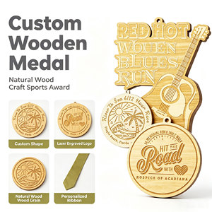 Médailles de finisseur de marathon en bois et bambou, gravées et imprimées en couleur, personnalisées, vente en gros du fabricant - Product Image 2