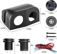 Chargeur USB C 18W QC3.0 & 30W PD avec voltmètre et interrupteur à bouton + prise d'alimentation LED 12v montage sur panneau
