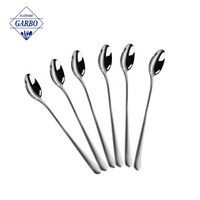 Ensemble de 6 cuillères à long manche en acier inoxydable avec finition miroir pour café, thé, latte, expresso et boissons chaudes - Cadeaux écologiques