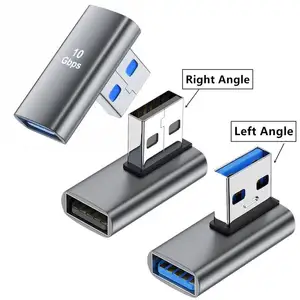 10Gbps USB 3.1 pria ke Wanita konektor adaptor sudut ekstensi Extender 90 derajat untuk PC, Laptop, Power Bank