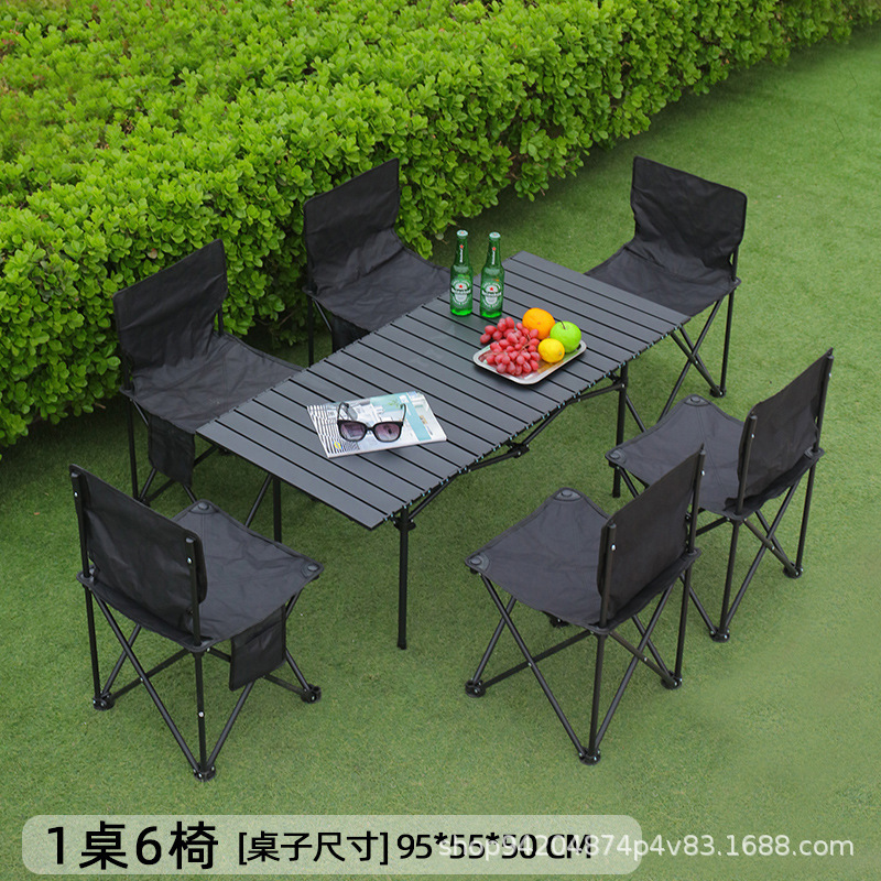 Table longue noire, 95*55*50cm, 6 chaises