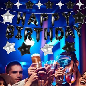 Set <span class=keywords><strong>di</strong></span> 27 Palloncini in Foil da 16 Pollici Neri, Rossi, Blu con Scritta 'Happy Birthday' e Stelle da 10-18 Pollici per Decorazioni Festa <span class=keywords><strong>di</strong></span> <span class=keywords><strong>Compleanno</strong></span> - Product Image 5