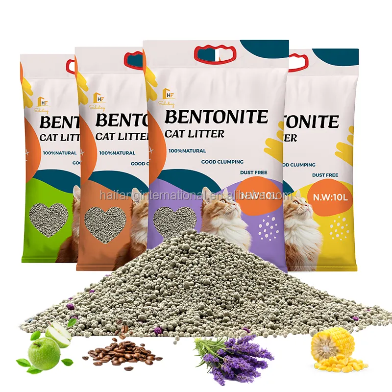 Gran venta de productos naturales para gatos y productos para mascotas, fábrica de aglomeración rápida, arena para gatos de bentonita