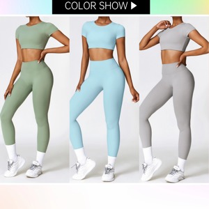 Sportswear Seamless Gym Fitness Sport BH Leggings Workout Yoga Sets Frauen <span class=keywords><strong>Woga</strong></span> Bekleidung - Product Image 2