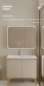 Moderno Lavabo de Cerámica Integrado de 70 cm con Espejo <span class=keywords><strong>y</strong></span> Gabinete con Iluminación LED, Fácil Instalación para Apartamento - Product Image 3