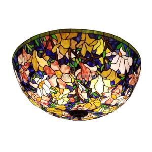 Lampe suspendue de style Tiffany personnalisée de grande taille avec motif de fleur de magnolia pour hall d'hôtel ou éclairage domestique - Product Image 1