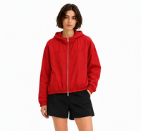 Veste courte zippée à capuche coupe-vent multi-poches pour femme, idéale pour le sport et les loisirs en extérieur, collection Printemps/Automne, personnalisable OEM