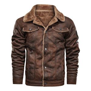 Mode <span class=keywords><strong>moto</strong></span> veste uniforme hommes veste extérieure automne et hiver <span class=keywords><strong>cuir</strong></span> Plus velours coton support-kaki chaud grande taille - Product Image 2